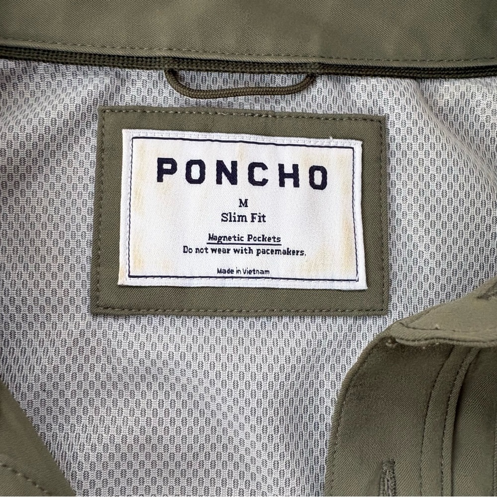 Men's PONCHO Olive Green Technical Snap Shirt - Picture 2 of 5